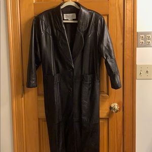 Ladies Long Leather Coat